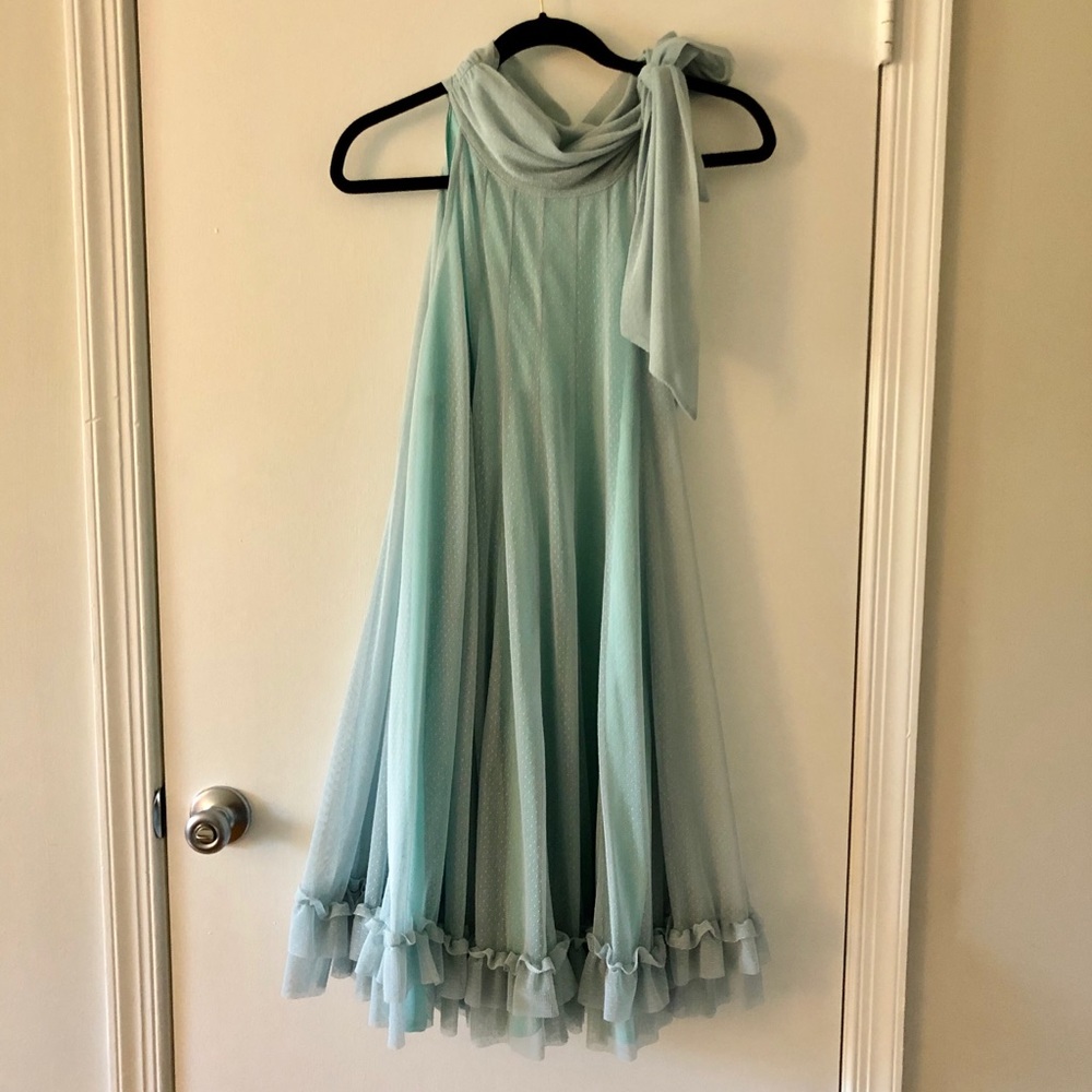 NWT Sara Campbell Blue tie neck swing dress
